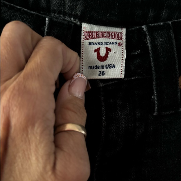 VINTAGE TRUE RELIGION STELLA BIG T BLACK JEANS SIZE 26 - Picture 3 of 4